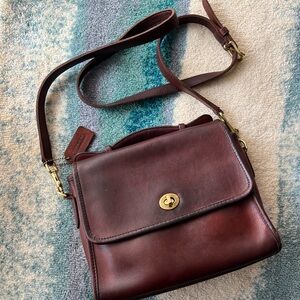 Vintage Coach Burgundy Leather Crossbody Bag